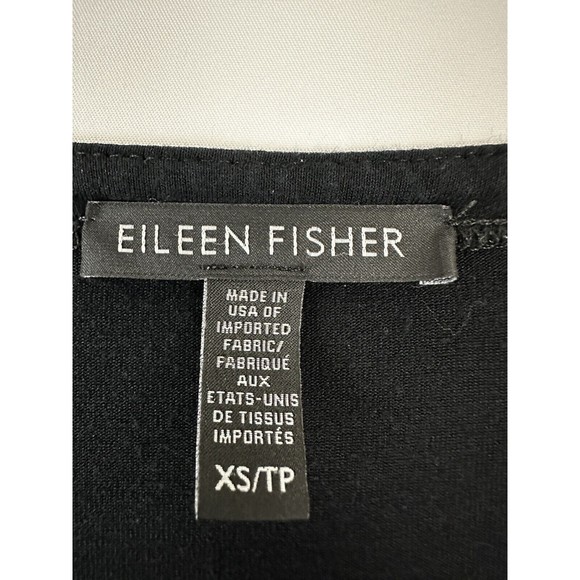 Eileen Fisher Side Slit Tunic Top Size XS Black Viscose Crew Neck Long Sleeve - Picture 2 of 7